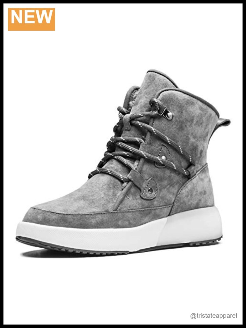 Womens Sheepskin Lace Up Snow Boots Suede Upper Faux Fur Trim Winter Shoes